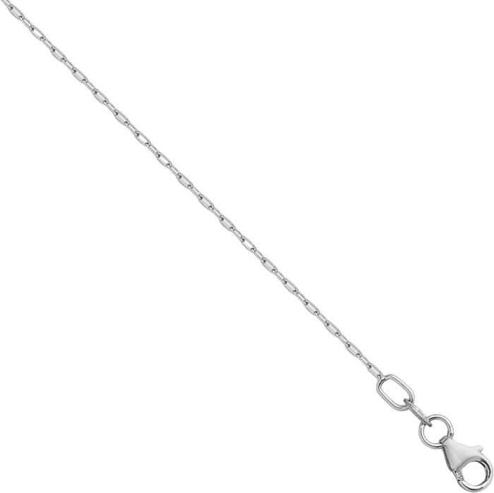 14K Solid White Gold 0.9mm Cable Rolo Link Chain Belcher Necklace