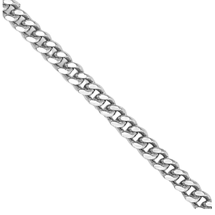 14K Solid White Gold 0.9mm Curb Link Chain Necklace