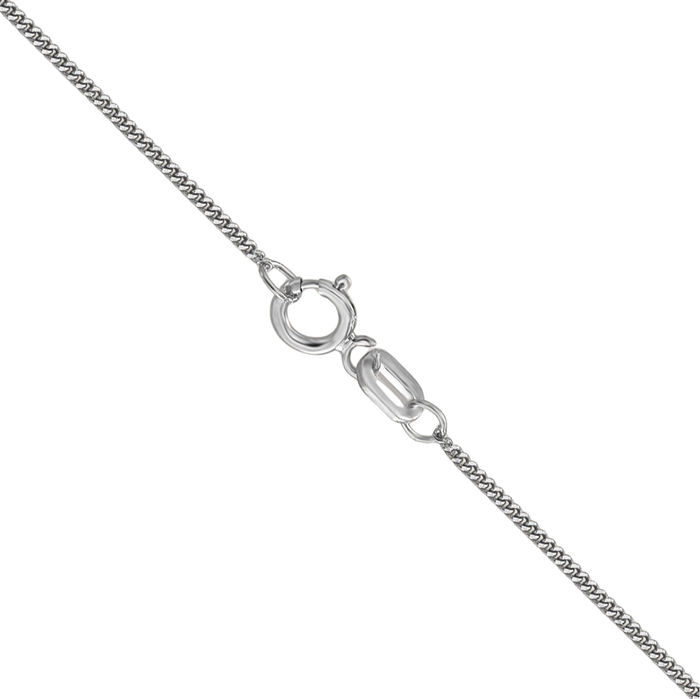 14K Solid White Gold 0.9mm Curb Link Chain Necklace