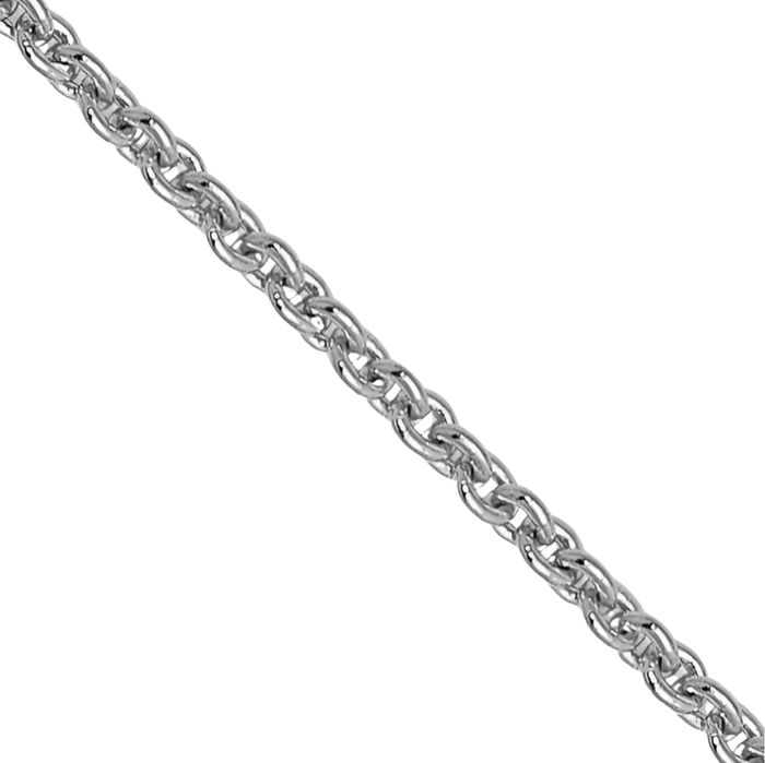 14K Solid White Gold 0.9mm Round Cable Rolo Link Chain Belcher Necklace