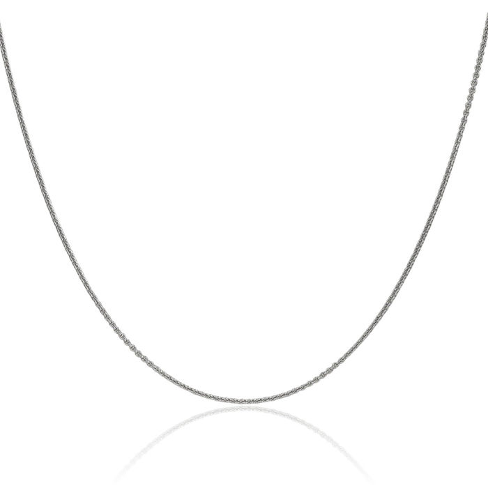 14K Solid White Gold 0.9mm Round Cable Rolo Link Chain Belcher Necklace