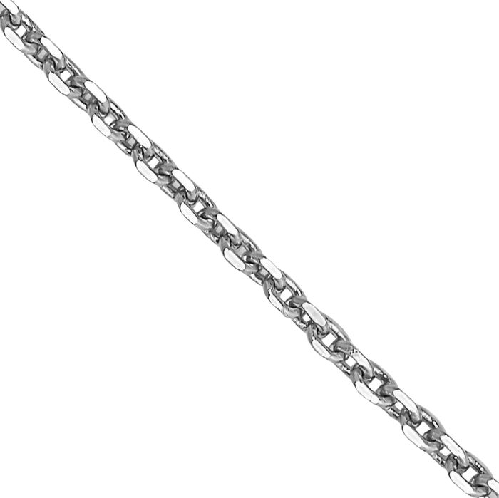 14K Solid White Gold 0.9mm Round Cable Rolo Link Chain Belcher Necklace