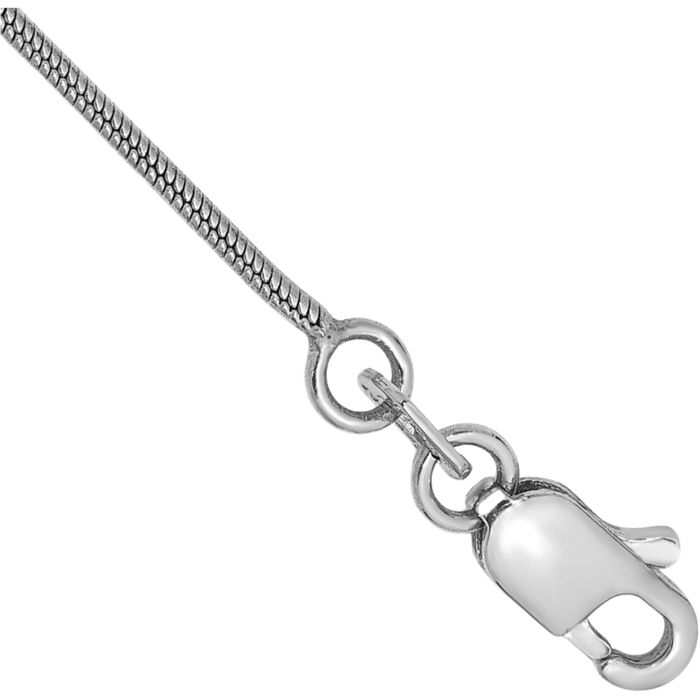 14K Solid White Gold 0.9mm Round Cubetto Omega Snake Chain Bracelet