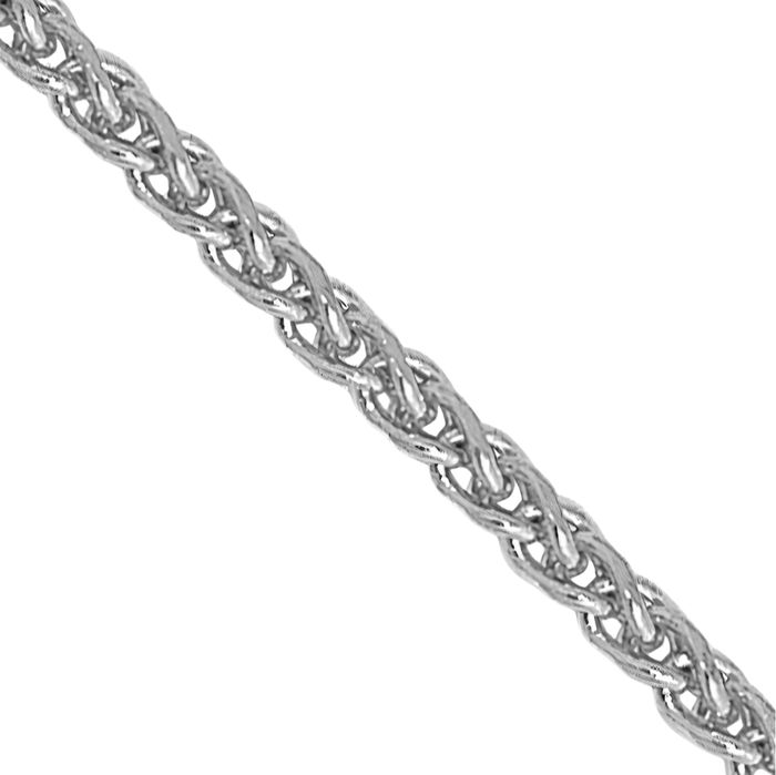 14K Solid White Gold 1.05mm Spiga Wheat Link Chain Necklace