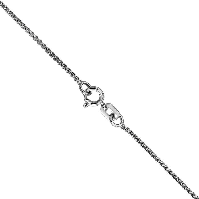 14K Solid White Gold 1.05mm Spiga Wheat Link Chain Necklace