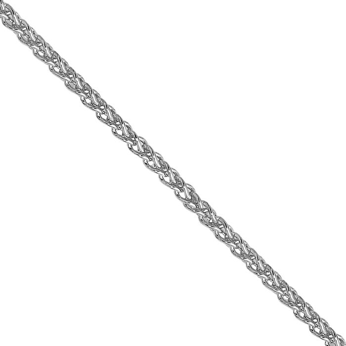 14K Solid White Gold 1.05mm Spiga Wheat Link Chain Necklace