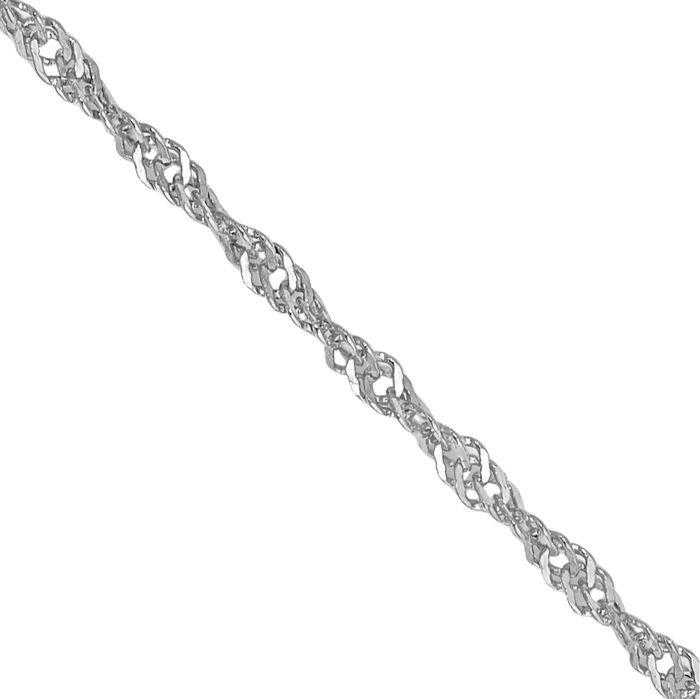 14K Solid White Gold 1.10mm Singapore Chain Necklace