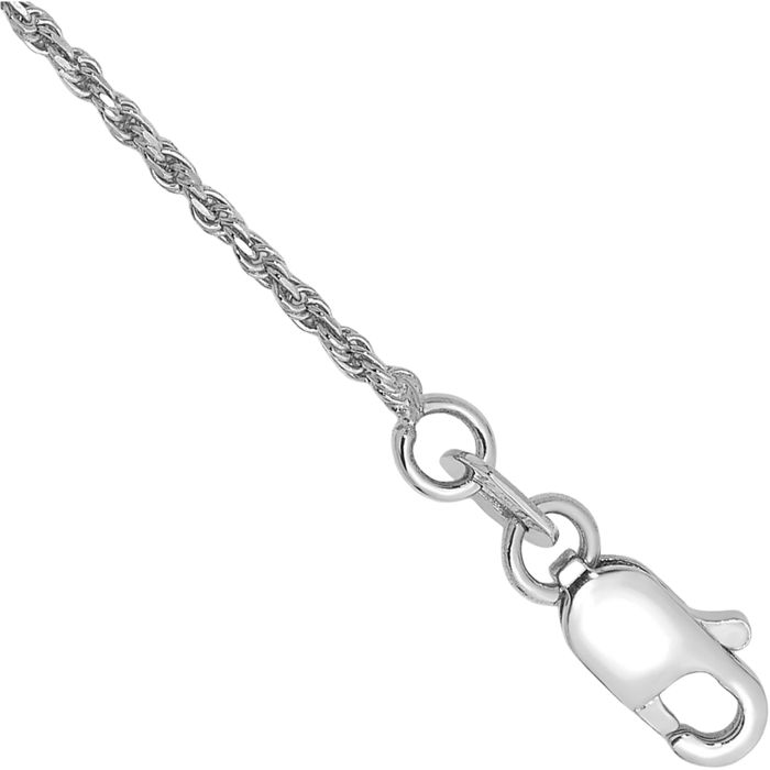 14K Solid White Gold 1.15mm Rope Chain Bracelet