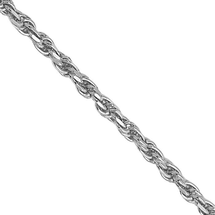 14K Solid White Gold 1.15mm Rope Chain Twisted Link Necklace