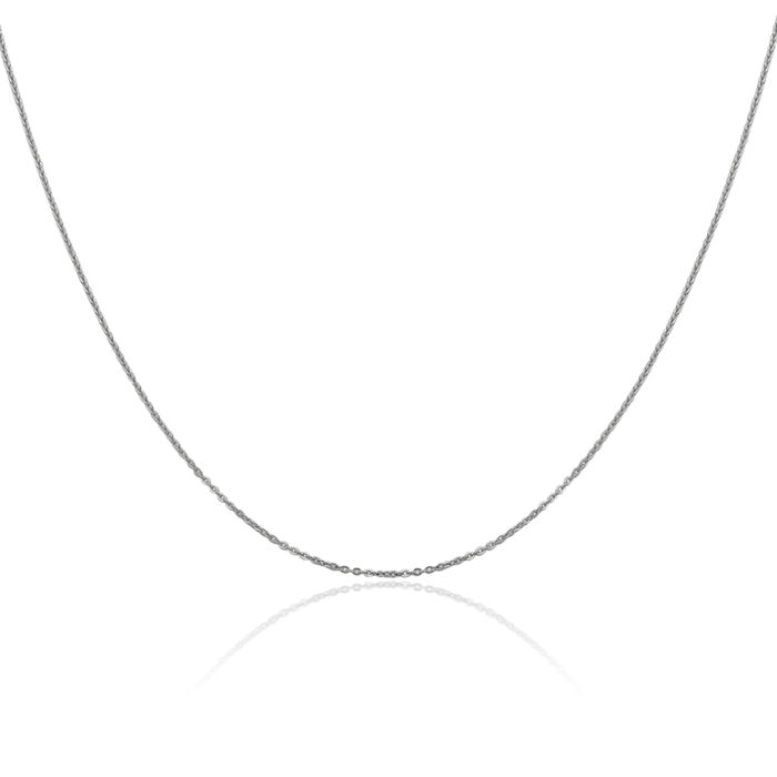 14K Solid White Gold 1.1mm Cable Rolo Link Chain Belcher Necklace