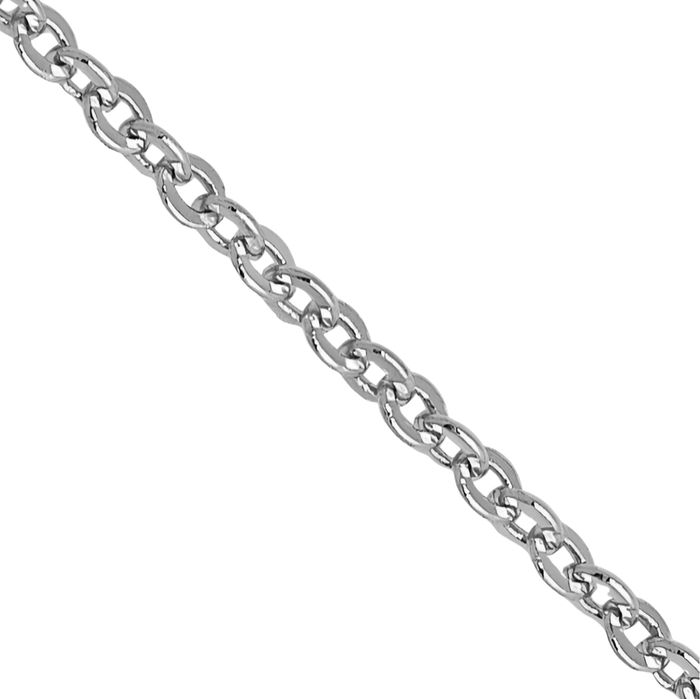 14K Solid White Gold 1.1mm Cable Rolo Link Chain Belcher Necklace