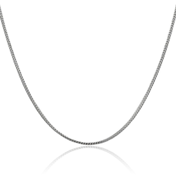 14K Solid White Gold 1.1mm Franco Link Chain Necklace