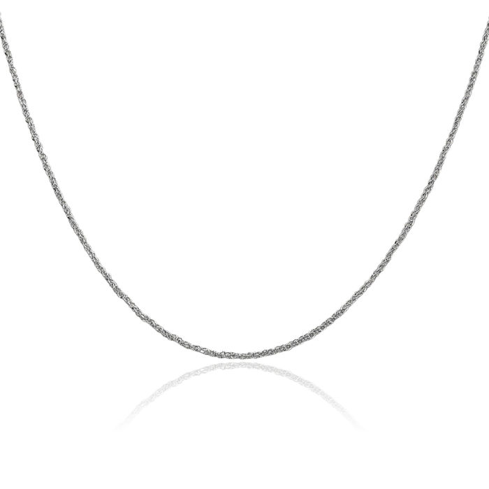 14K Solid White Gold 1.1mm Rope Chain Twisted Link Necklace