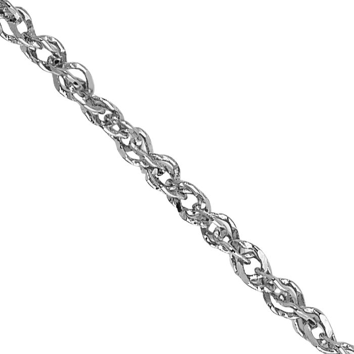 14K Solid White Gold 1.1mm Rope Chain Twisted Link Necklace