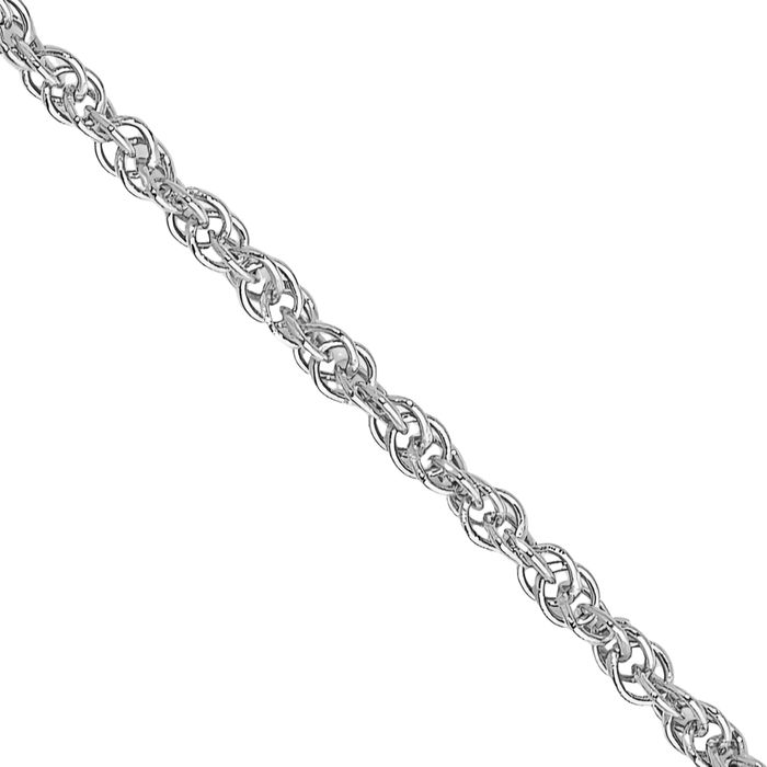 14K Solid White Gold 1.1mm Rope Chain Twisted Link Necklace