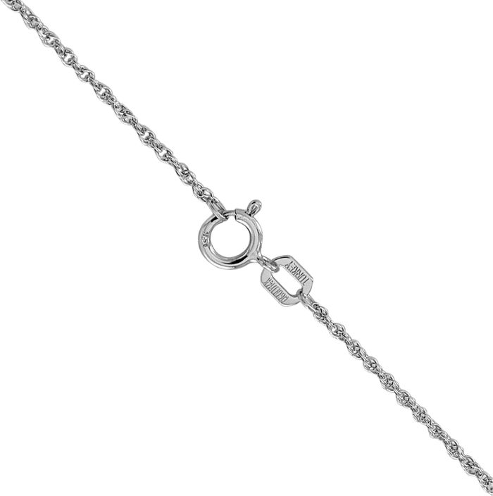 14K Solid White Gold 1.1mm Rope Chain Twisted Link Necklace