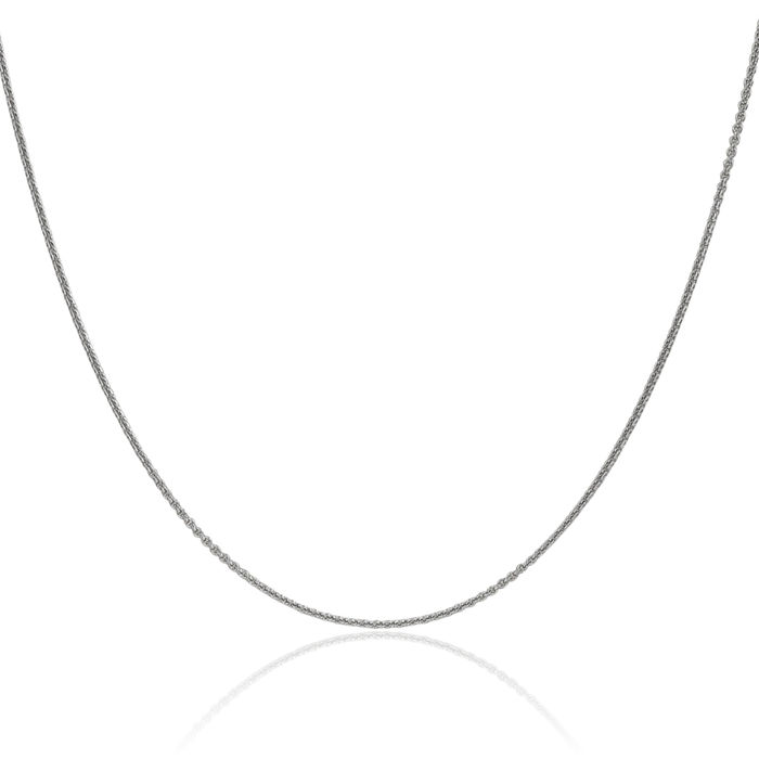 14K Solid White Gold 1.1mm Round Cable Rolo Link Chain Belcher Necklace