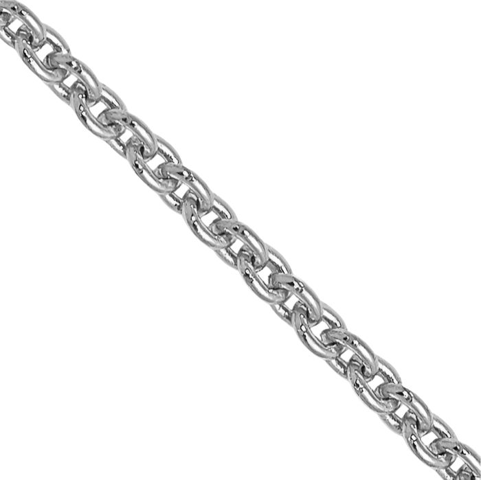 14K Solid White Gold 1.1mm Round Cable Rolo Link Chain Belcher Necklace