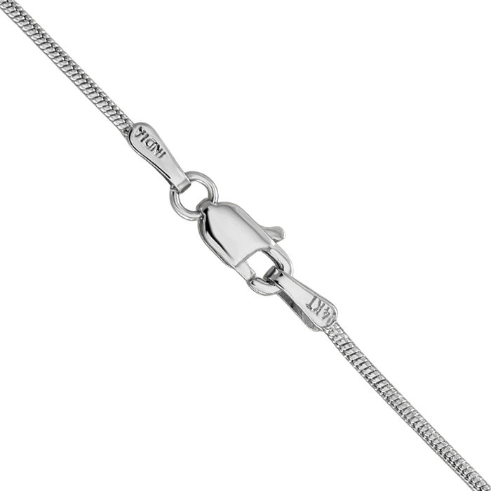 14K Solid White Gold 1.1mm Round Cubetto Omega Snake Chain Herringbone Necklace