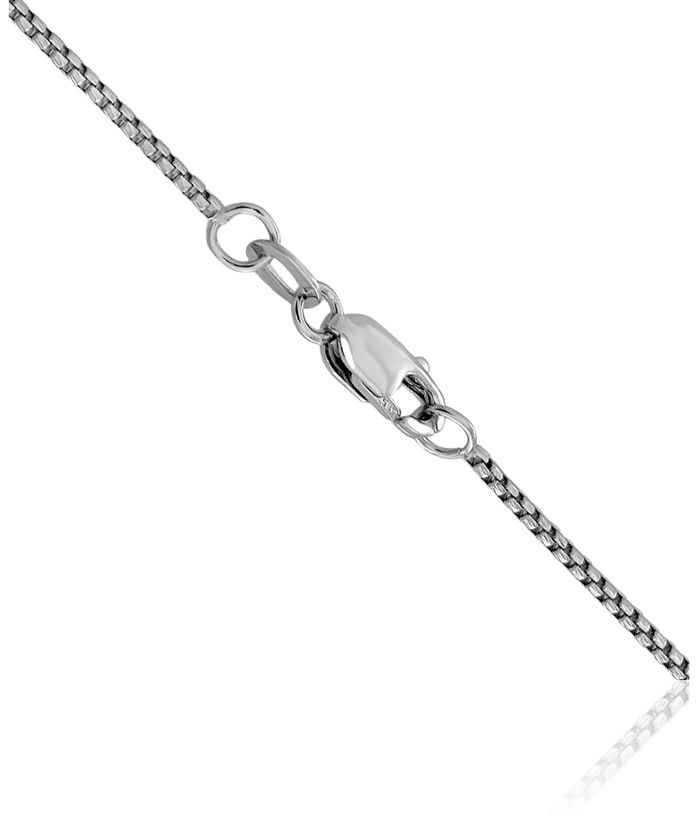 14K Solid White Gold 1.1mm Sparkle Round Box Link Chain Necklace