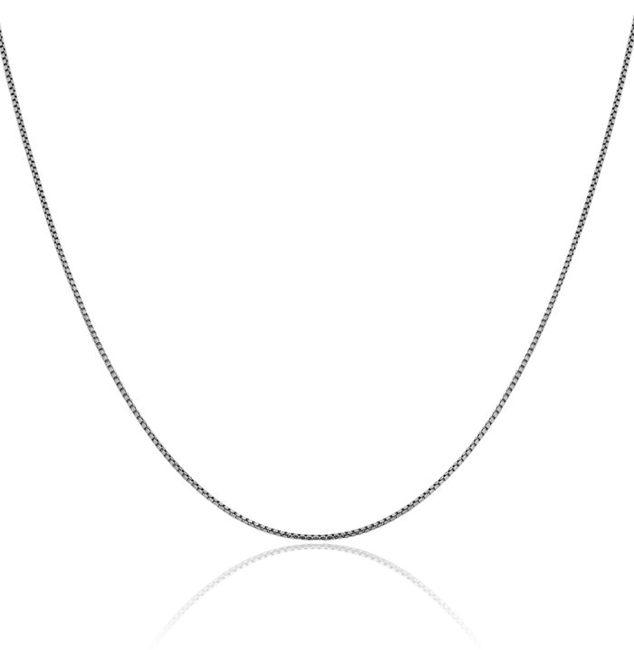 14K Solid White Gold 1.1mm Sparkle Round Box Link Chain Necklace