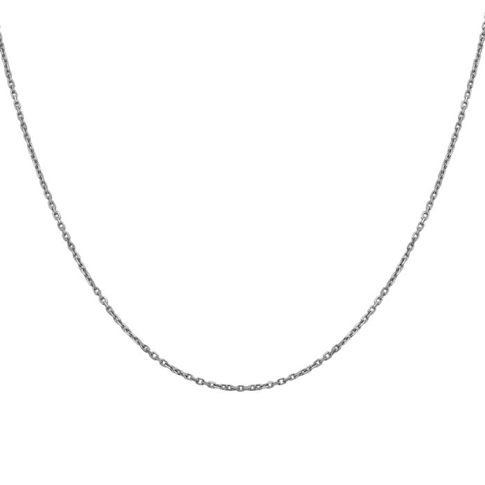 14K Solid White Gold 1.25mm Cable Rolo Link Chain Belcher Necklace