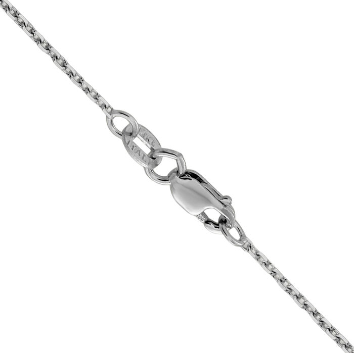 14K Solid White Gold 1.25mm Cable Rolo Link Chain Belcher Necklace