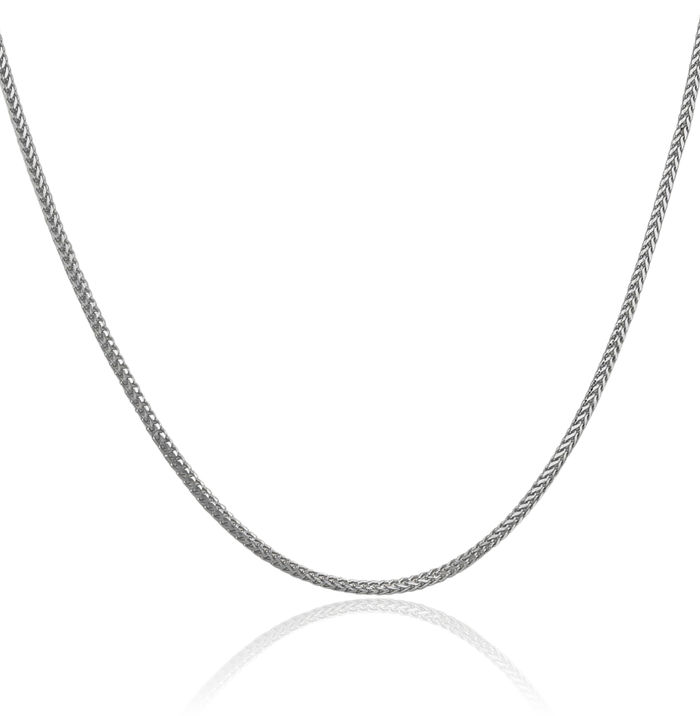 14K Solid White Gold 1.25mm Franco Link Chain Necklace