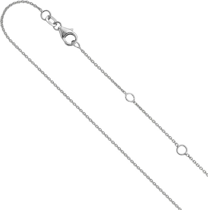 14K Solid White Gold 1.25mm Round Cable Adjustable Chain Necklace