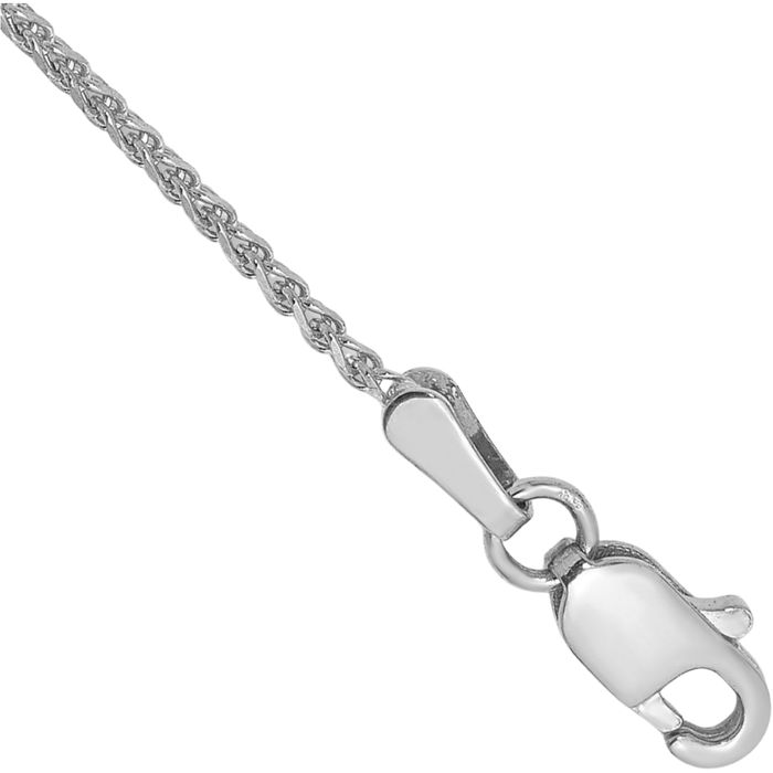 14K Solid White Gold 1.25mm Spiga Wheat Link Chain Bracelet