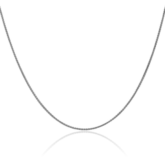 14K Solid White Gold 1.25mm Spiga Wheat Link Chain Necklace