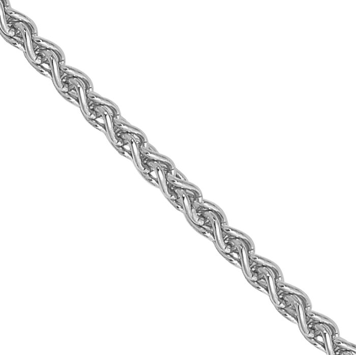 14K Solid White Gold 1.25mm Spiga Wheat Link Chain Necklace