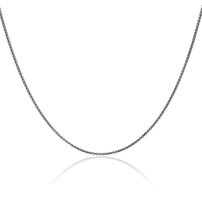 14K Solid White Gold 1.25mm Spiga Wheat Link Chain Necklace