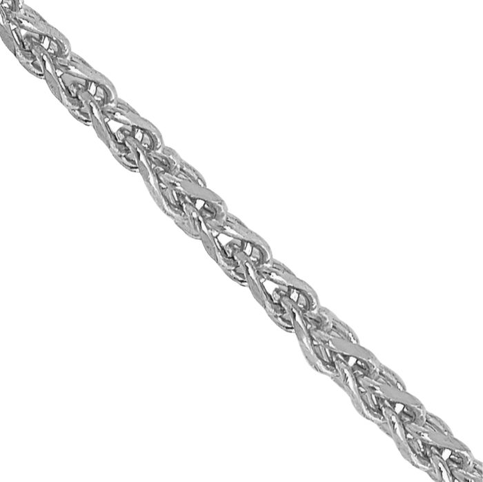 14K Solid White Gold 1.25mm Spiga Wheat Link Chain Necklace