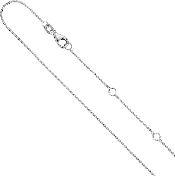 14K Solid White Gold 1.2mm Cable Adjustable Chain Necklace