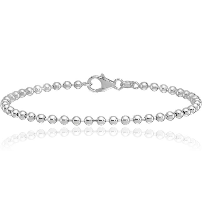 14K Solid White Gold 1.2mm Beaded Ball Chain Anklet Summer Beach Foot Ankle Bracelet