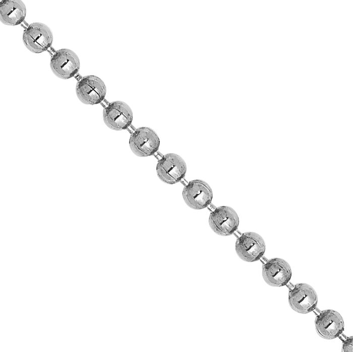 14K Solid White Gold 1.2mm Beaded Ball Chain Necklace