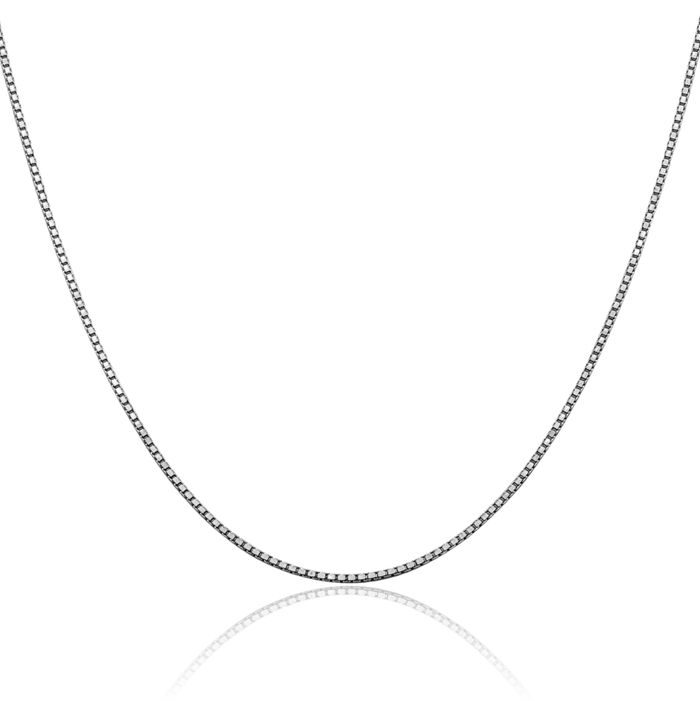 14K Solid White Gold 1.2mm Box Link Chain Necklace