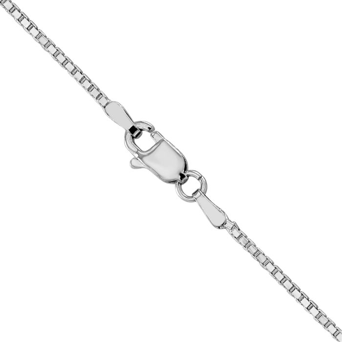 14K Solid White Gold 1.2mm Box Link Chain Necklace