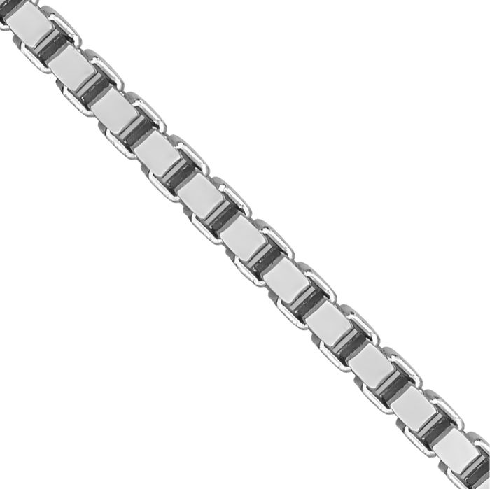 14K Solid White Gold 1.2mm Box Link Chain Necklace