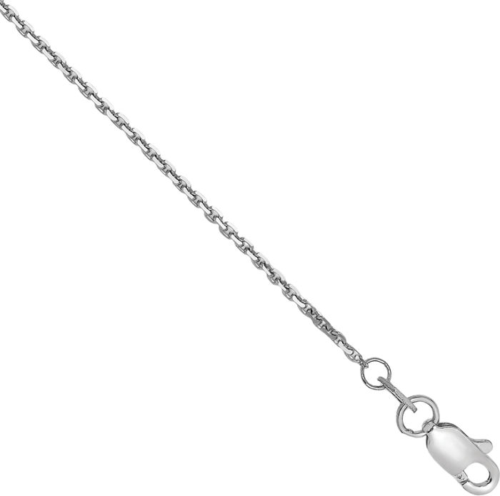 14K Solid White Gold 1.2mm Cable Rolo Link Chain Anklet Summer Beach Foot Ankle Bracelet