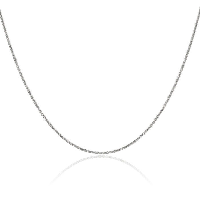 14K Solid White Gold 1.2mm Cable Rolo Link Chain Belcher Necklace