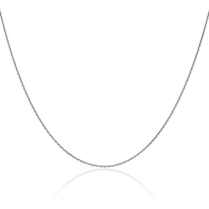 14K Solid White Gold 1.2mm Cable Rolo Link Chain Belcher Necklace