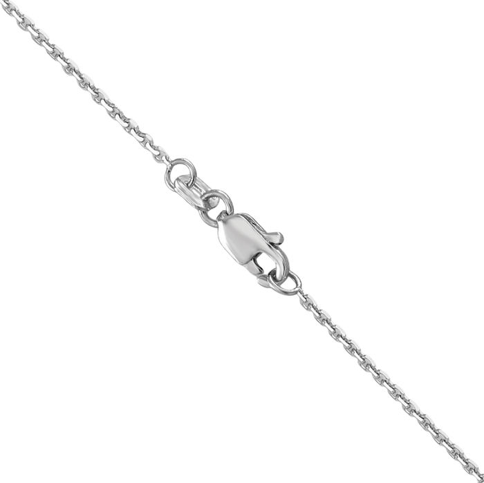 14K Solid White Gold 1.2mm Cable Rolo Link Chain Belcher Necklace