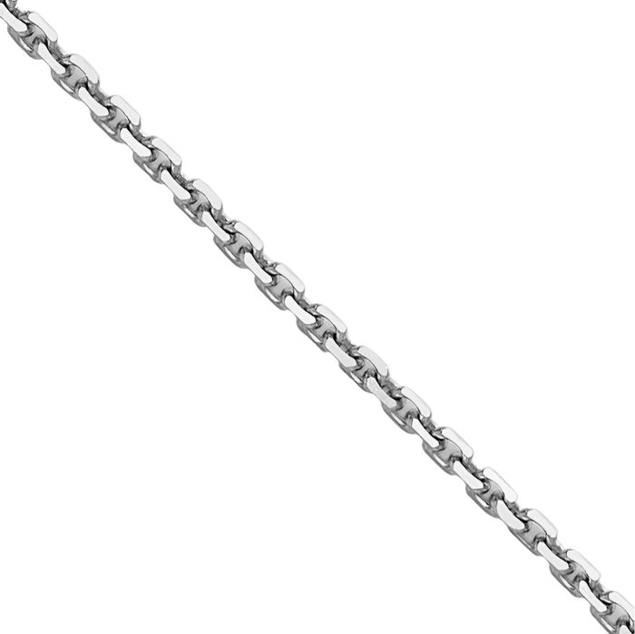 14K Solid White Gold 1.2mm Cable Rolo Link Chain Belcher Necklace