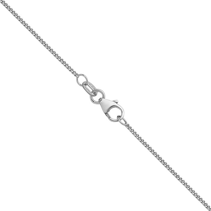 14K Solid White Gold 1.2mm Curb Link Chain Necklace