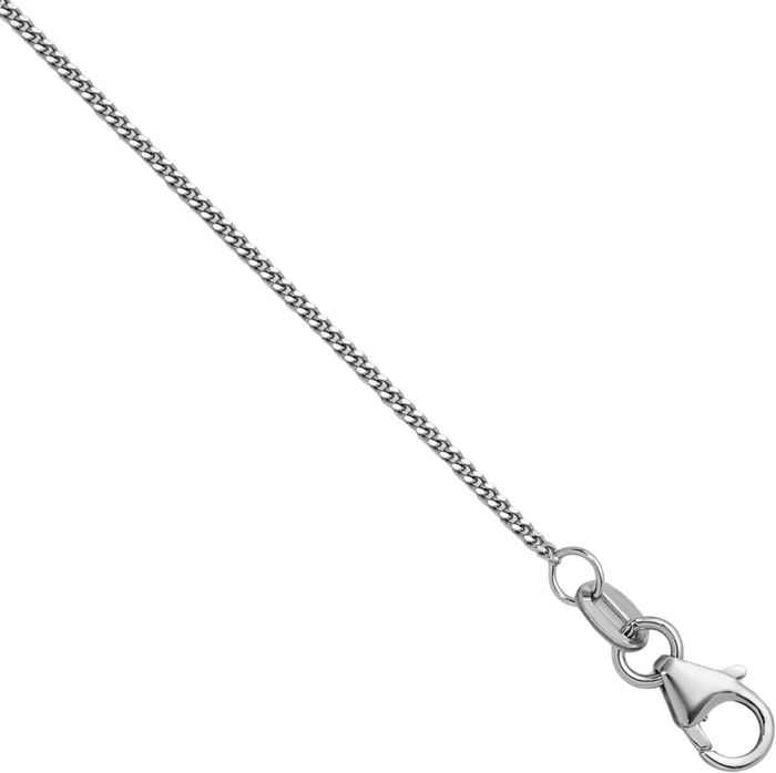 14K Solid White Gold 1.2mm Curb Link Chain Necklace