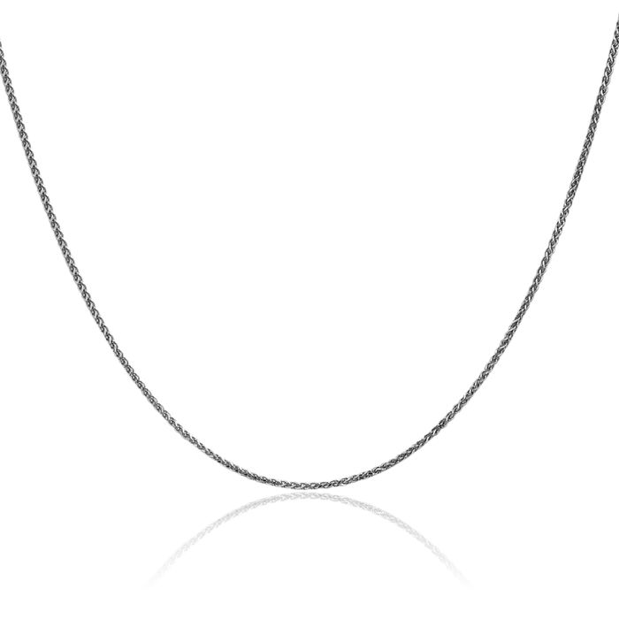 14K Solid White Gold 1.2mm Spiga Wheat Link Chain Necklace