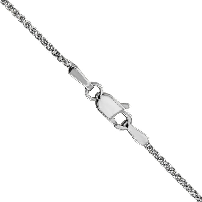 14K Solid White Gold 1.2mm Spiga Wheat Link Chain Necklace