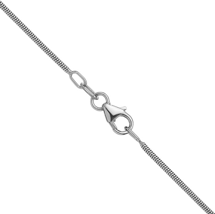 14K Solid White Gold 1.2mm Cubetto Omega Snake Chain Herringbone Necklace